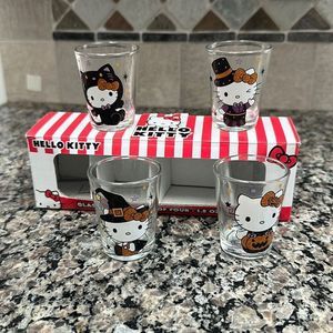 Hello kitty glassware set of 4 Halloween witch black cat pumpkin